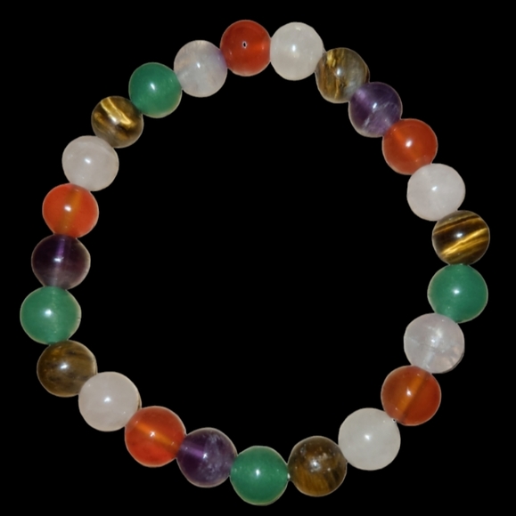 7" Multi Stone Beaded Bracelet L6 - Picture 2 of 2